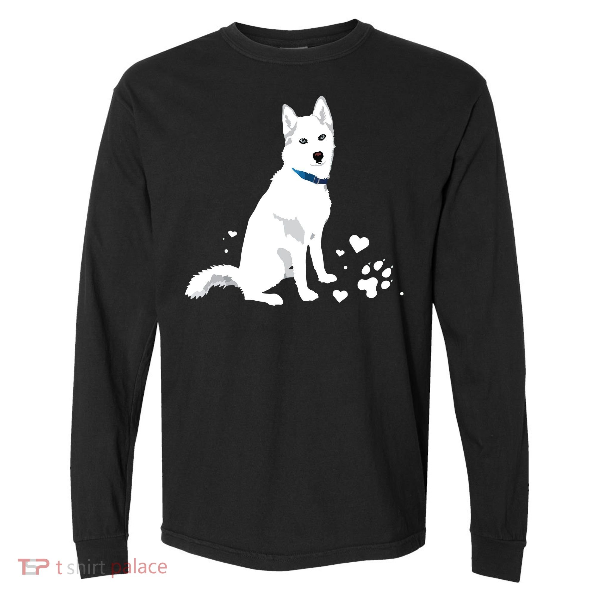 Cute White Siberian Husky Sweet White Snow Dog Comfort Colors Heavyweight Long Sleeve T-Shirt