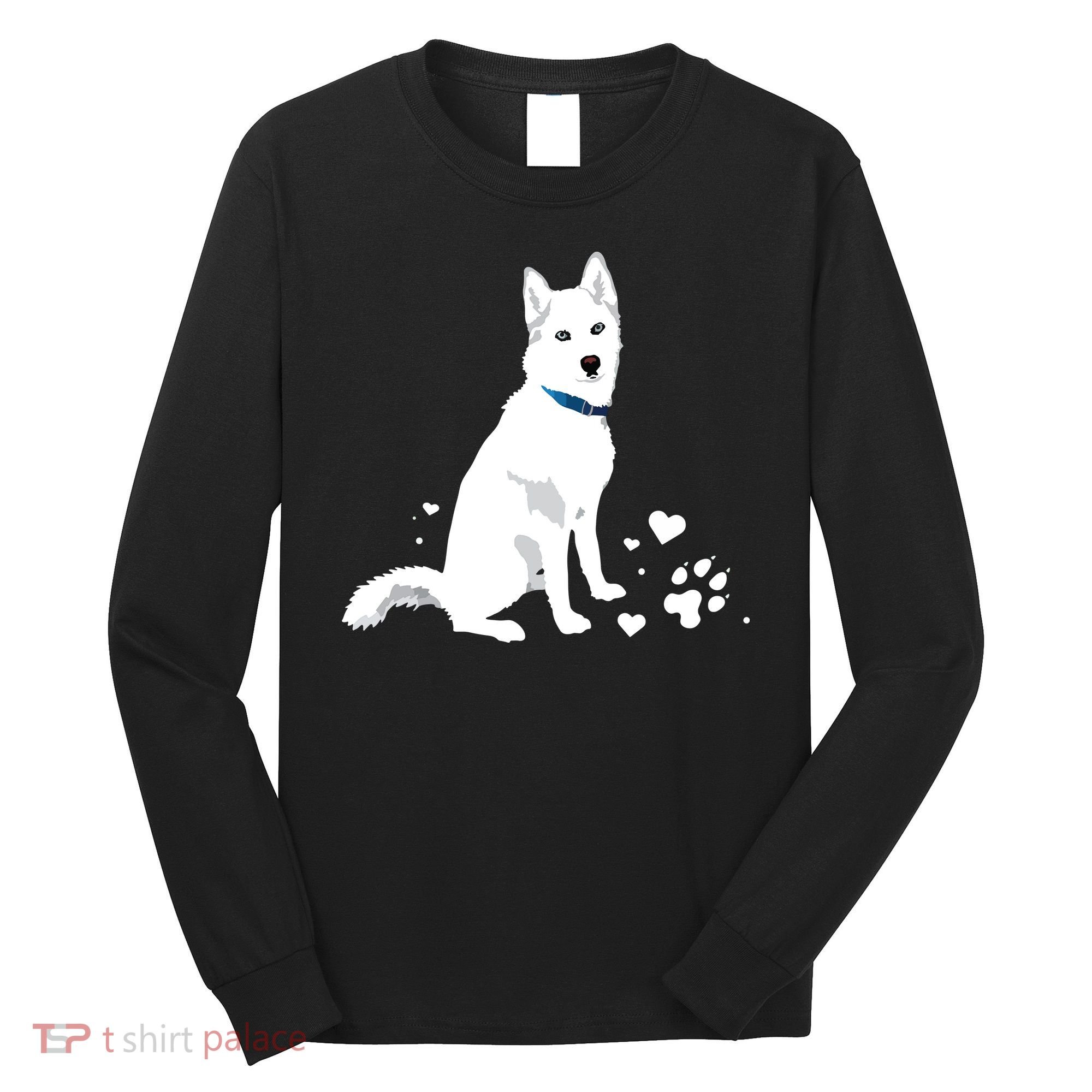 Cute White Siberian Husky Sweet White Snow Dog Long Sleeve Shirt