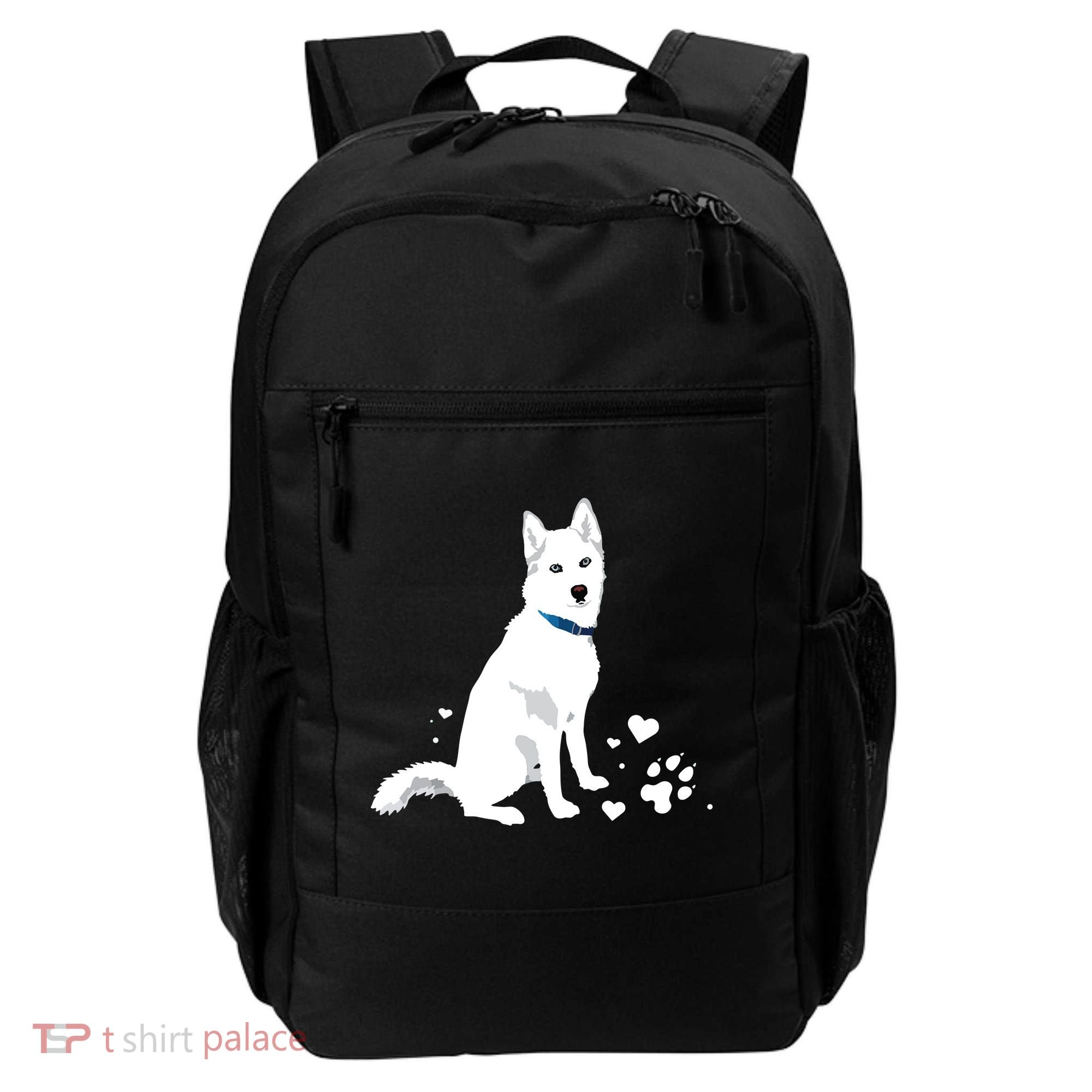 Cute White Siberian Husky Sweet White Snow Dog Backpack