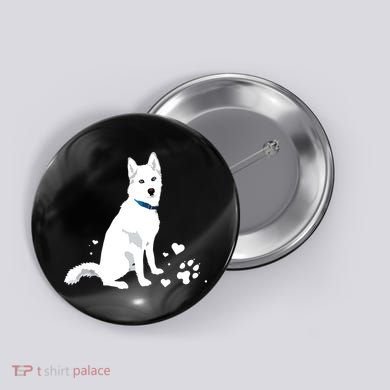 Cute White Siberian Husky Sweet White Snow Dog Button