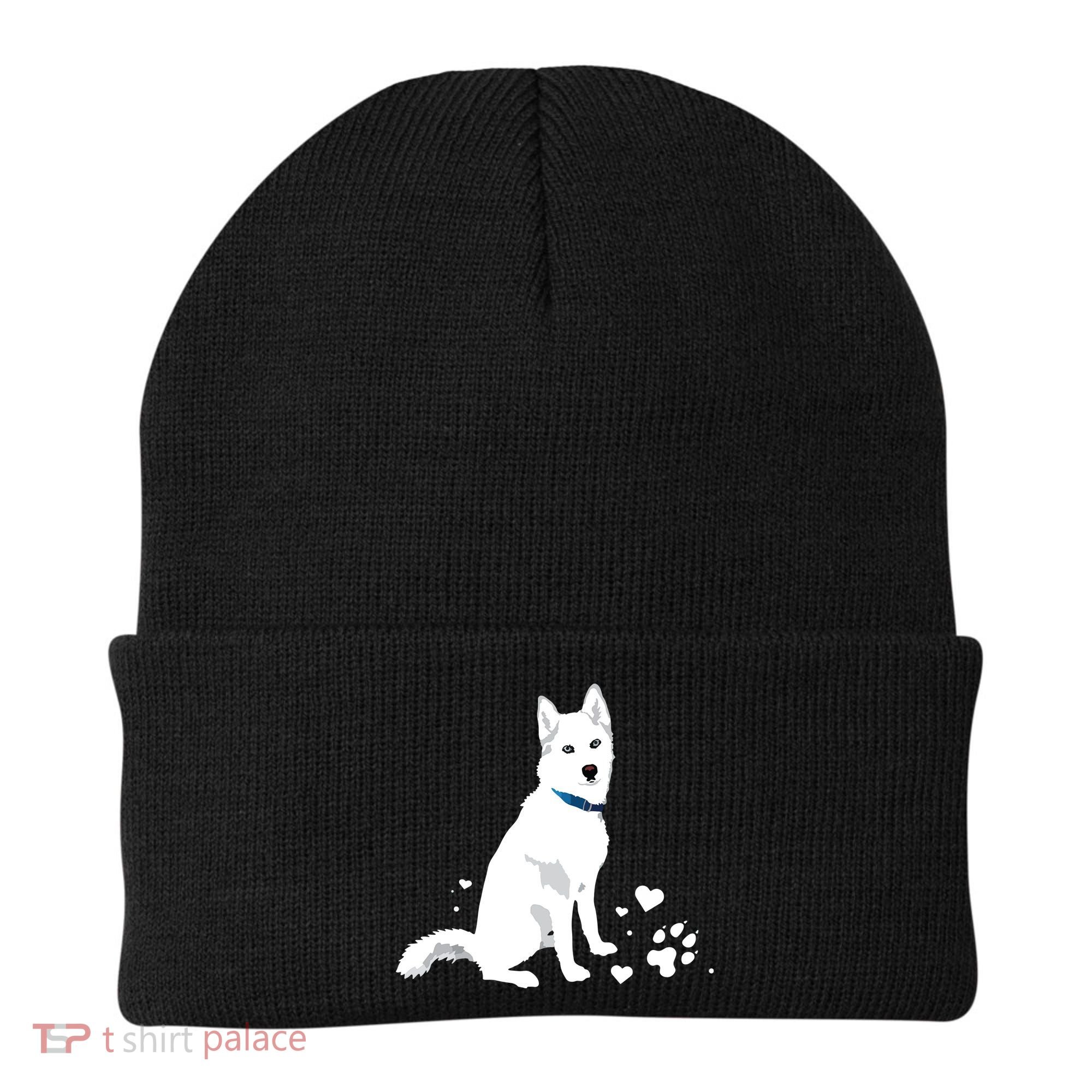 Cute White Siberian Husky Sweet White Snow Dog Beanie
