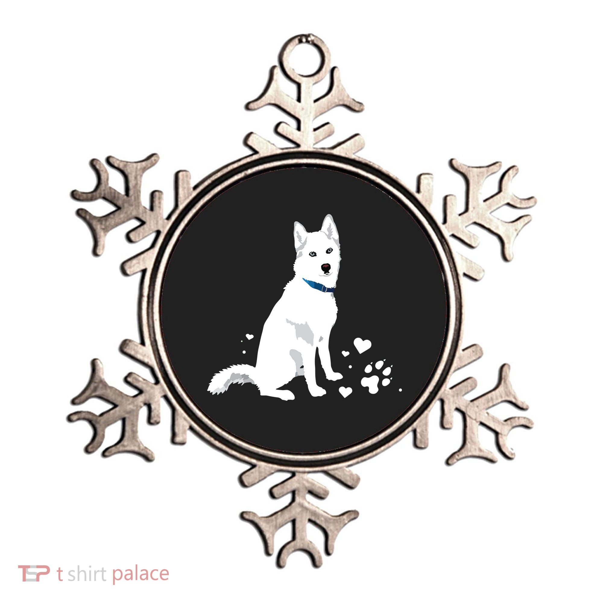 Cute White Siberian Husky Sweet White Snow Dog Ornament