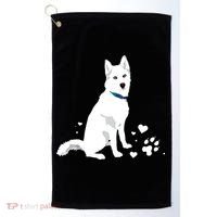 Cute White Siberian Husky Sweet White Snow Dog Golf Towel thumb 0