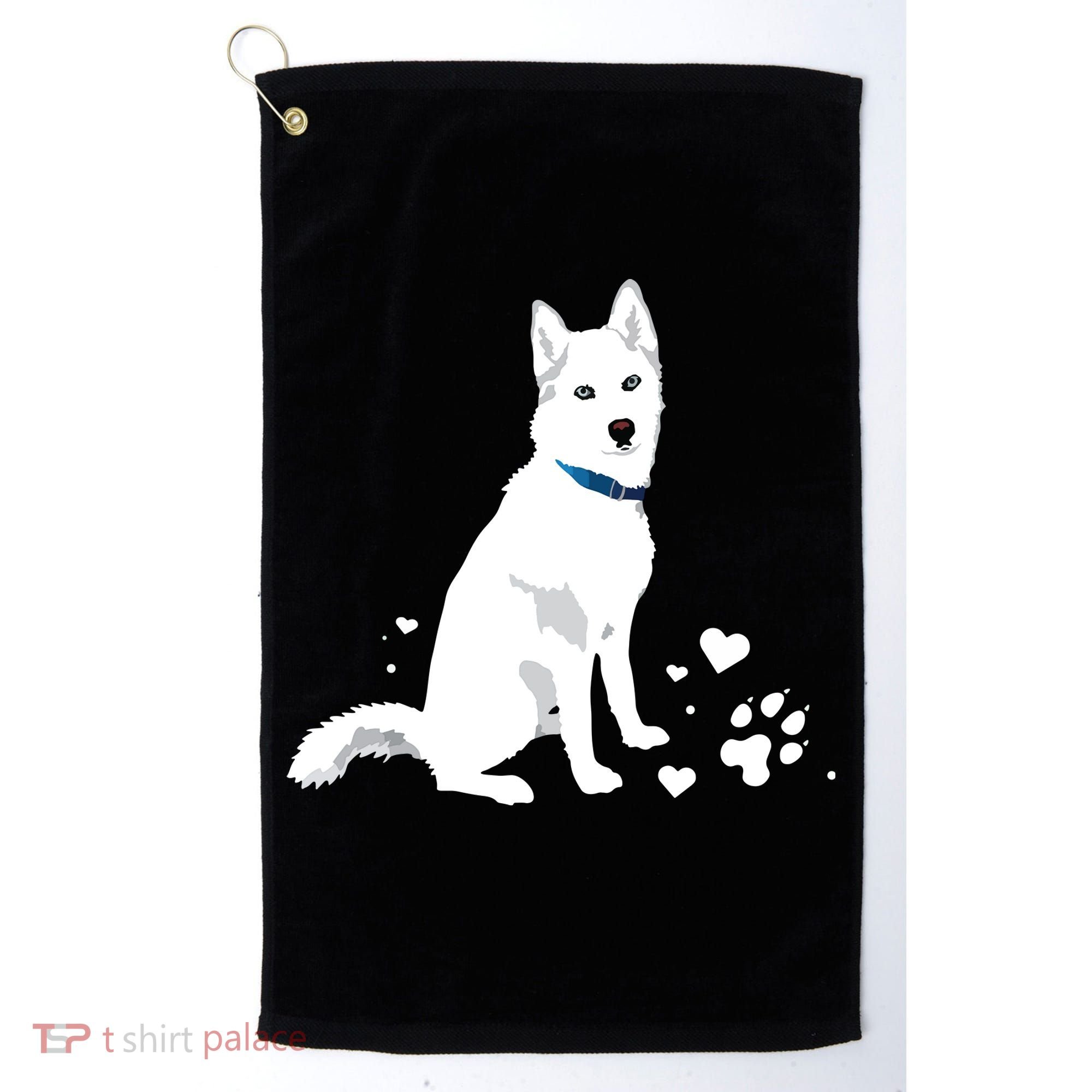 Cute White Siberian Husky Sweet White Snow Dog Golf Towel