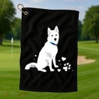Cute White Siberian Husky Sweet White Snow Dog Golf Towel thumb 1