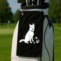 Cute White Siberian Husky Sweet White Snow Dog Golf Towel thumb 2