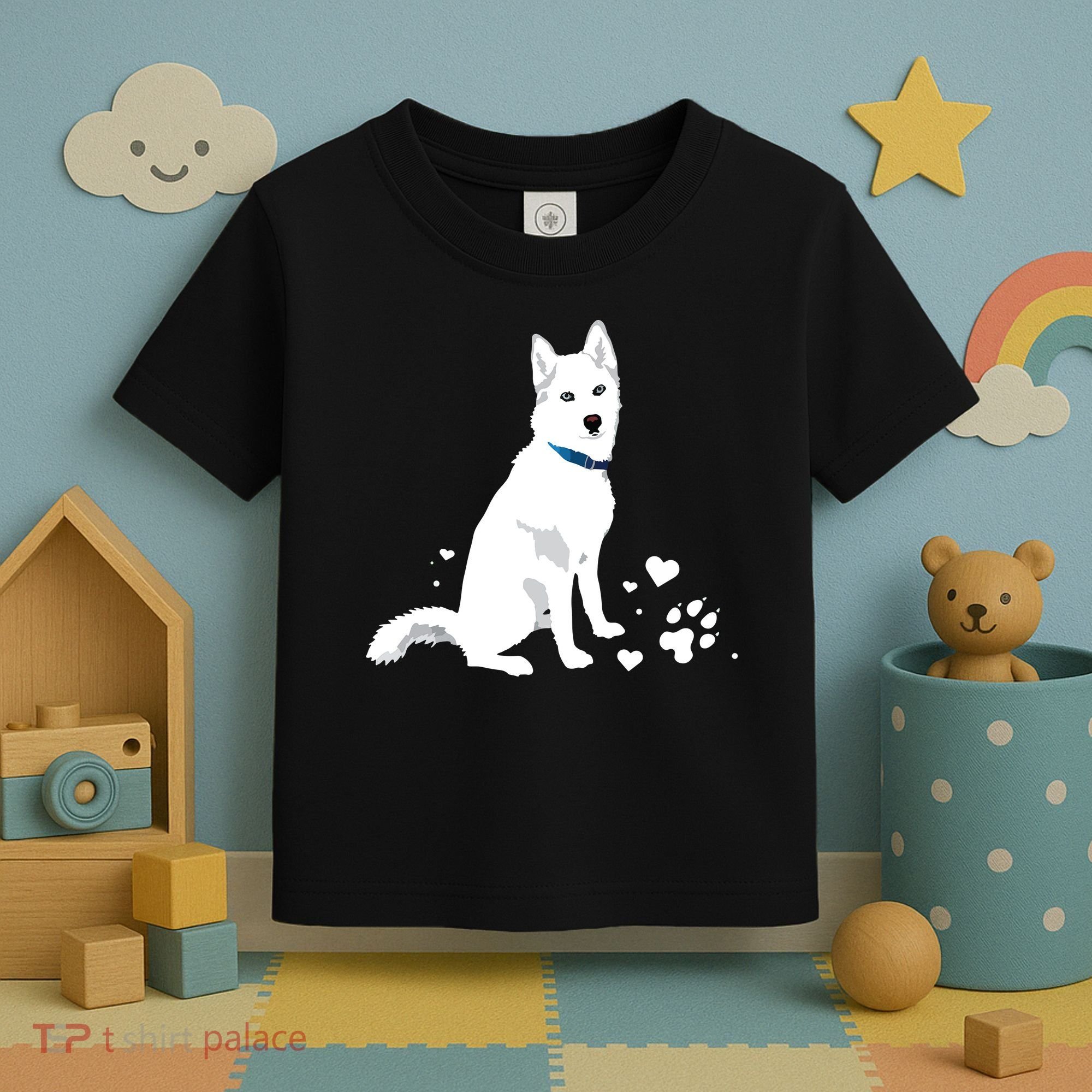 Cute White Siberian Husky Sweet White Snow Dog Toddler T-Shirt
