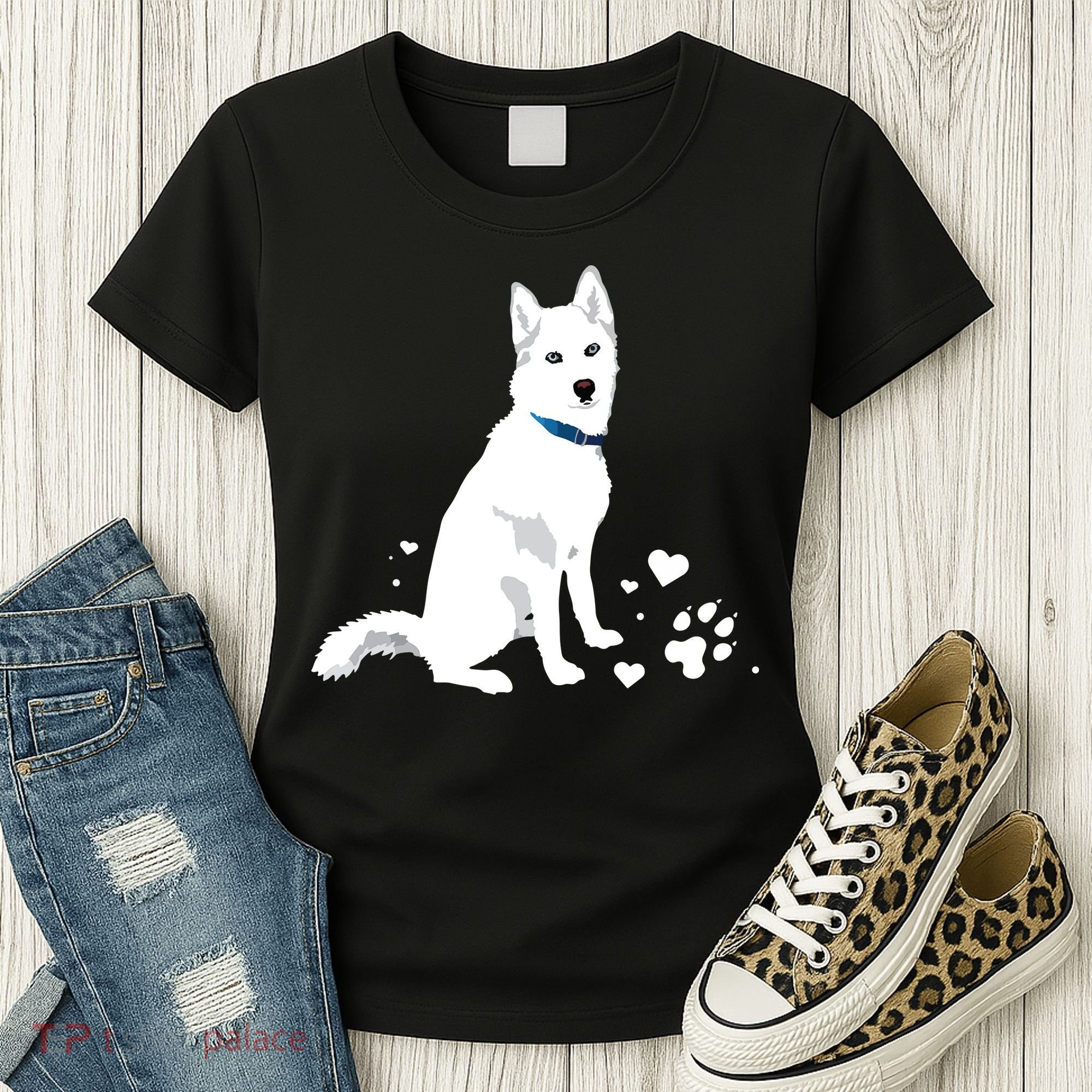 Cute White Siberian Husky Sweet White Snow Dog Women's T-Shirt