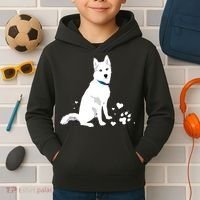 Cute White Siberian Husky Sweet White Snow Dog Kids Hoodie thumb 2