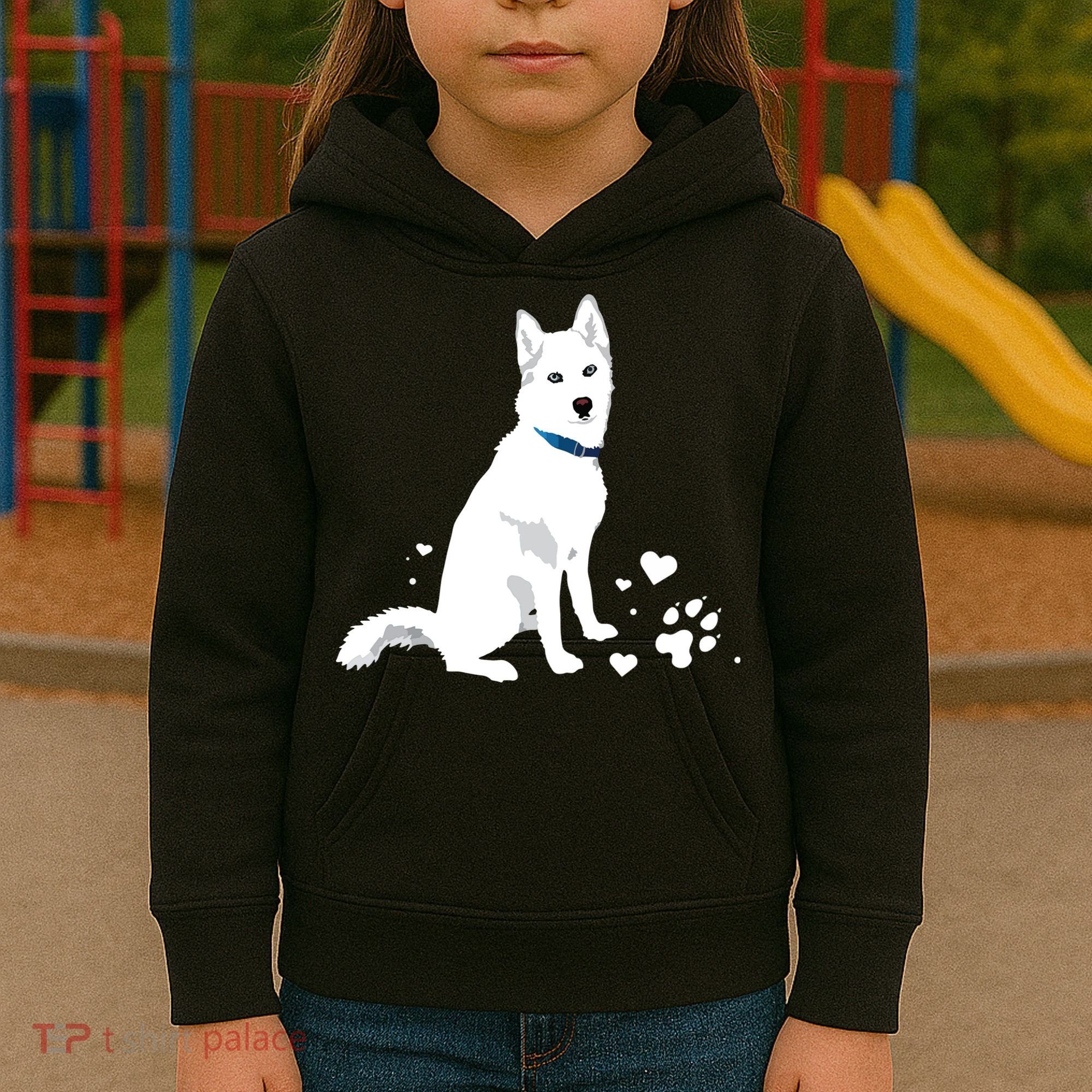Cute White Siberian Husky Sweet White Snow Dog Kids Hoodie