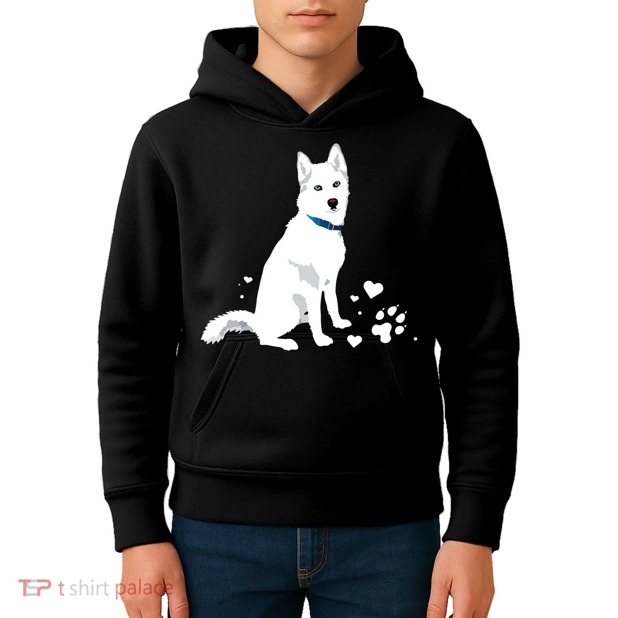 Cute White Siberian Husky Sweet White Snow Dog Kids Hoodie