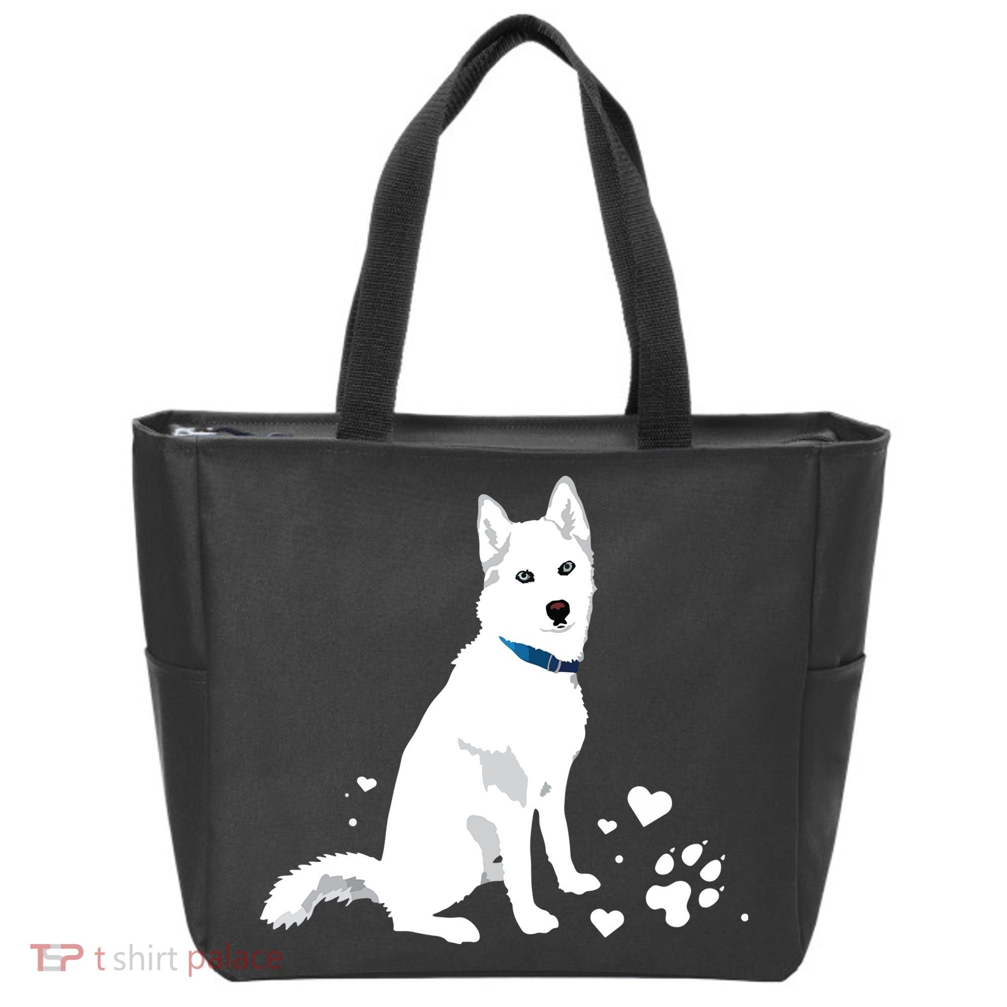 Cute White Siberian Husky Sweet White Snow Dog Tote Bag