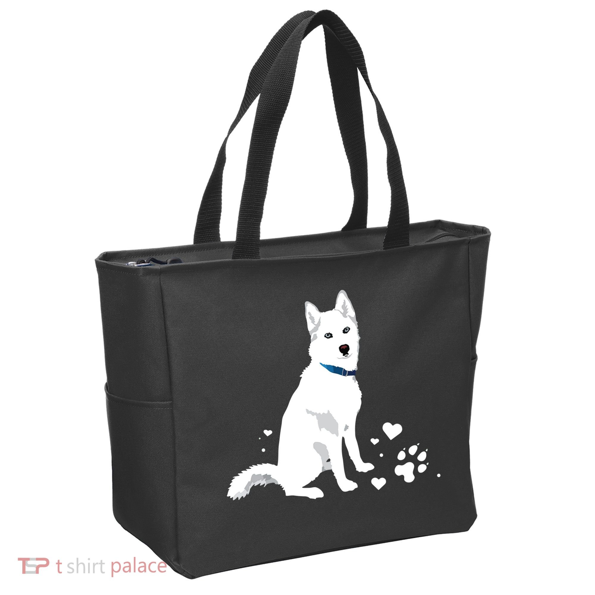 Cute White Siberian Husky Sweet White Snow Dog Tote Bag