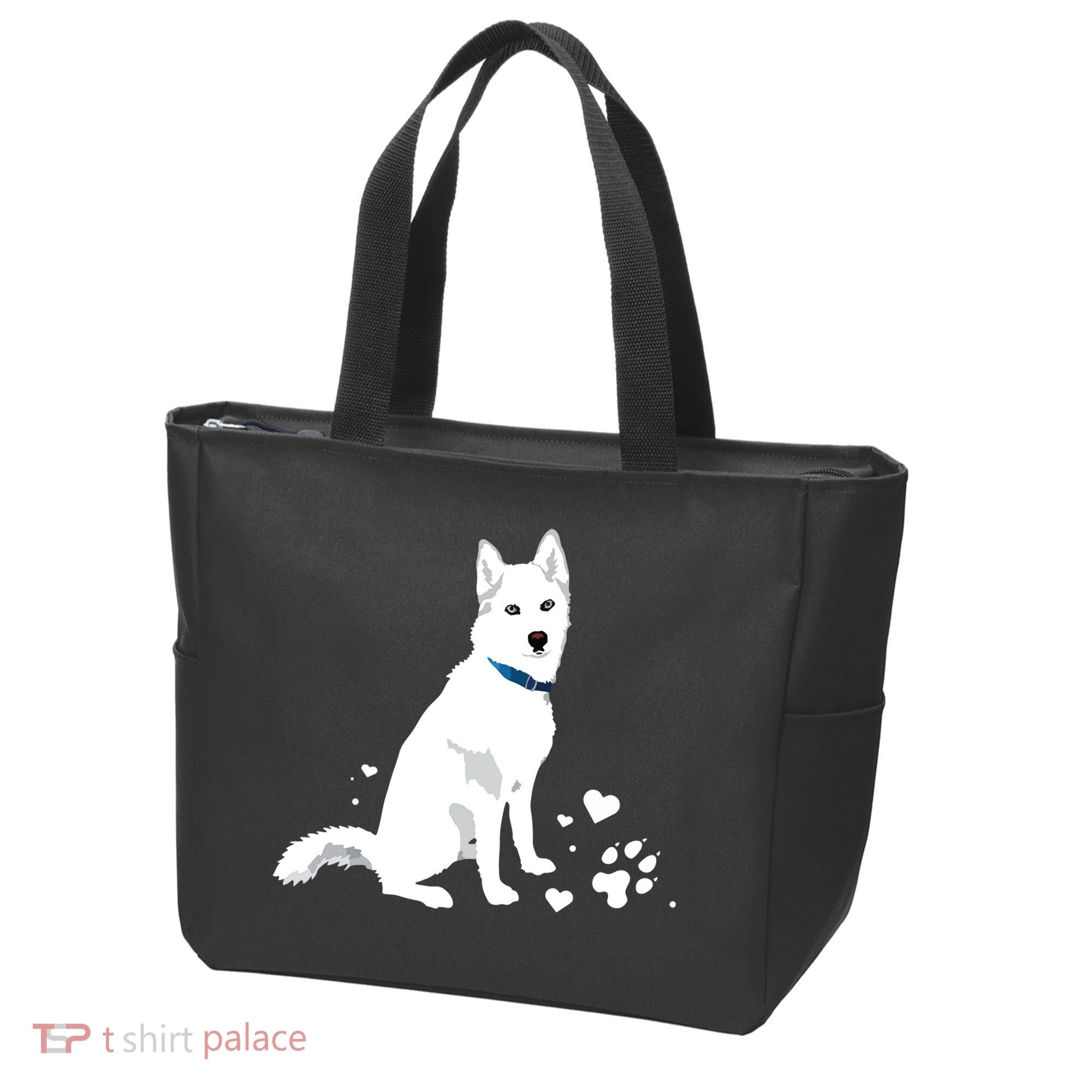Cute White Siberian Husky Sweet White Snow Dog Tote Bag
