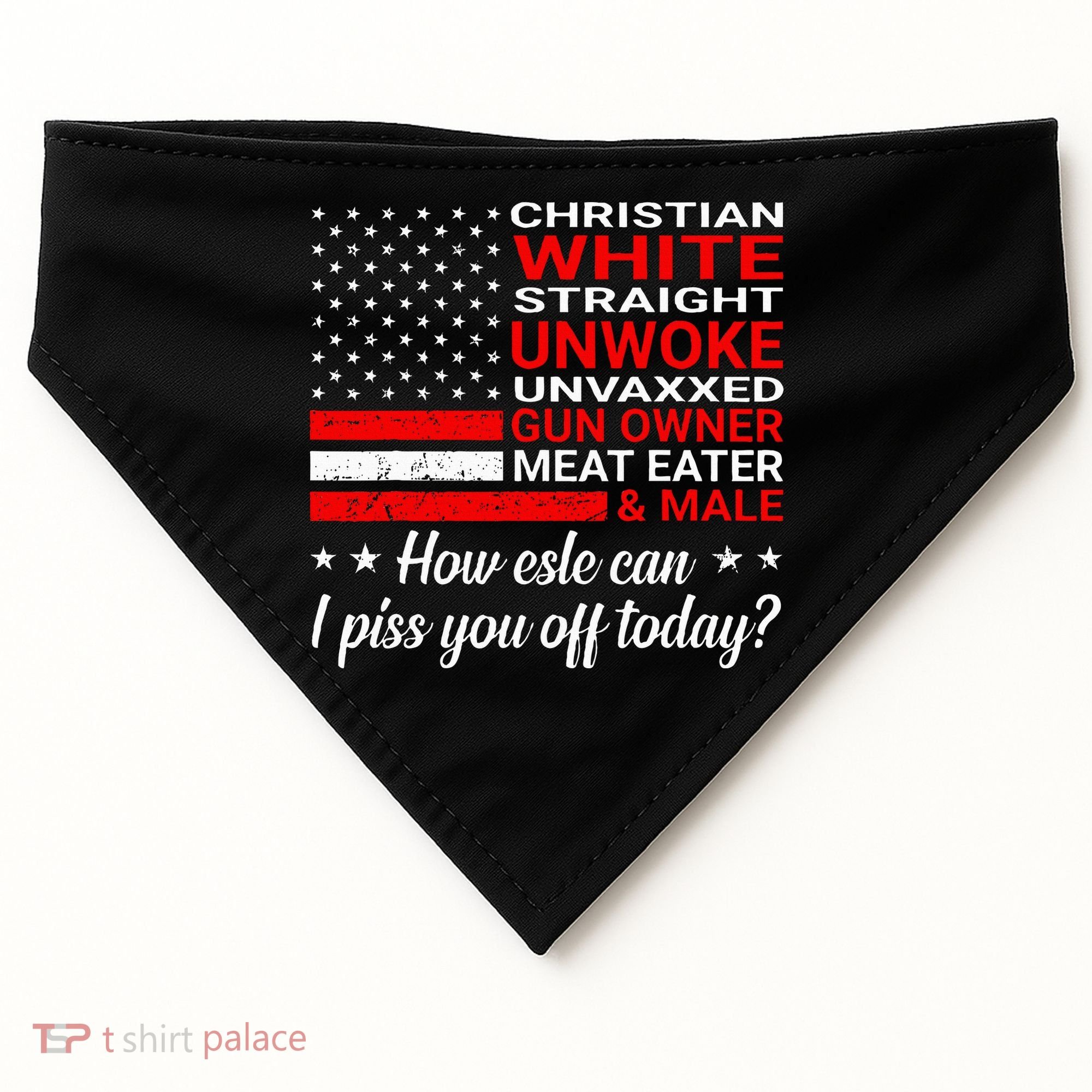 Christian White Straight Unwoke Unvaxxed Gun Owner USA-Made Doggie Bandana