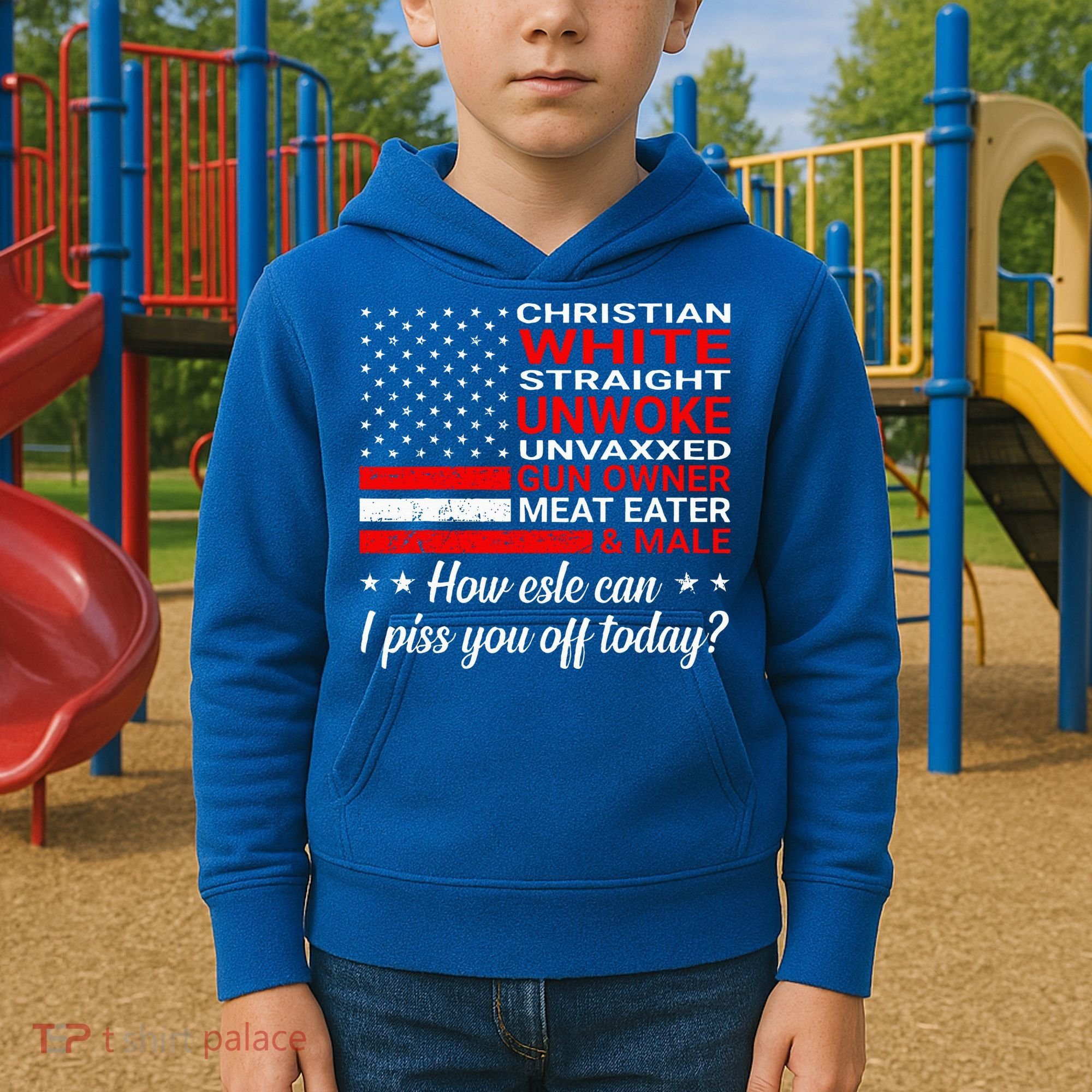 Christian White Straight Unwoke Unvaxxed Gun Owner Kids Hoodie