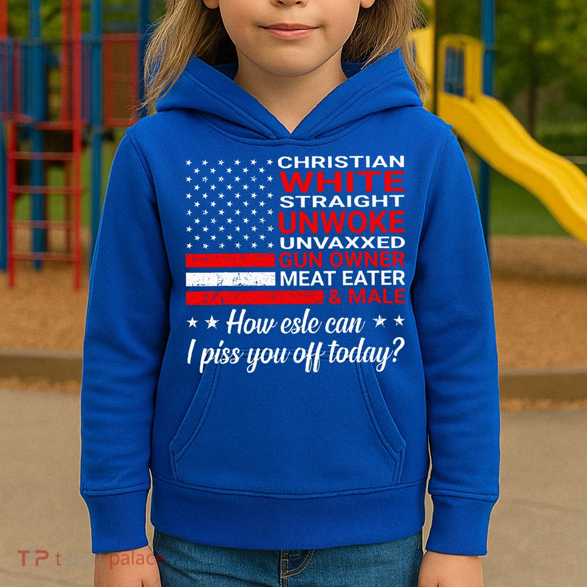 Christian White Straight Unwoke Unvaxxed Gun Owner Kids Hoodie