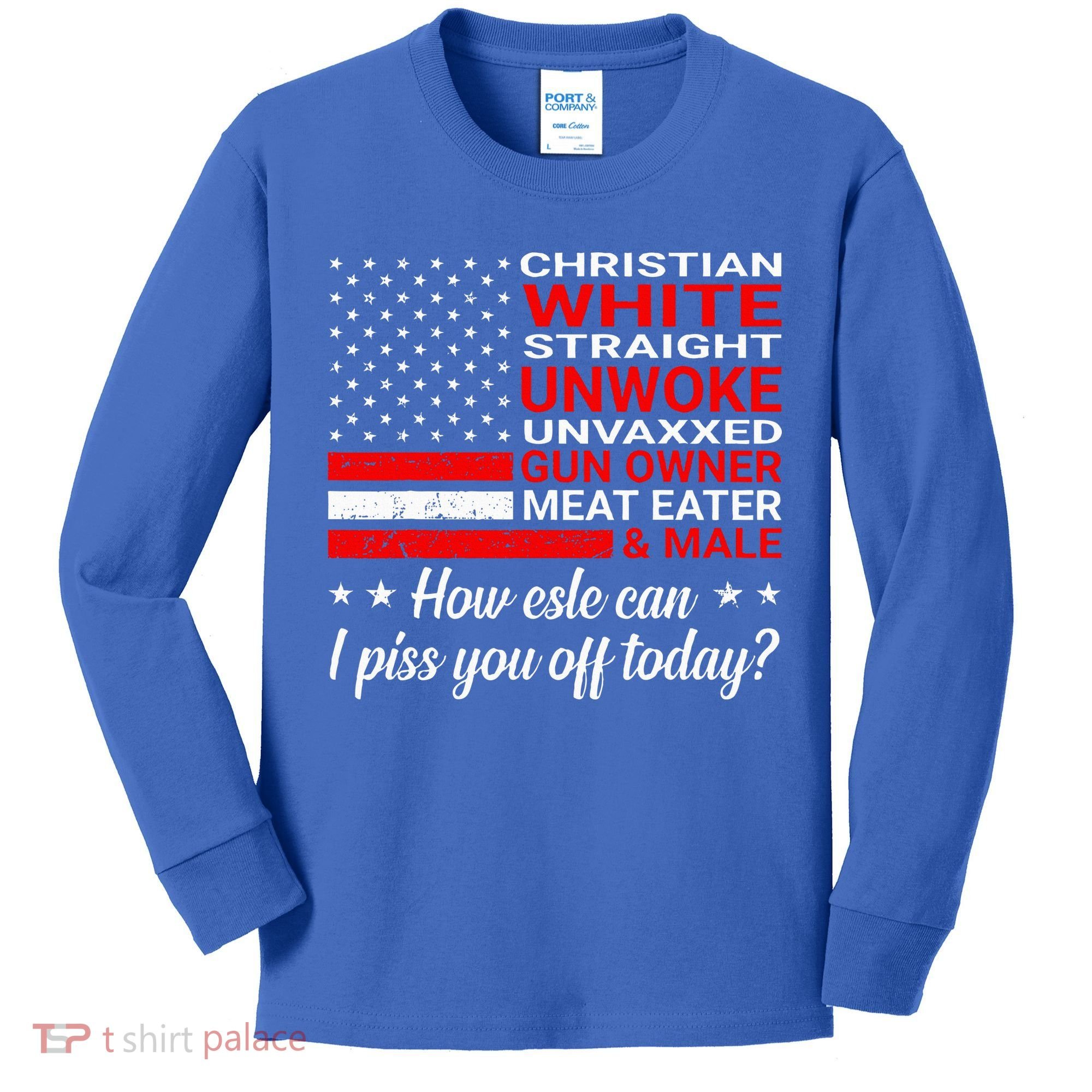Christian White Straight Unwoke Unvaxxed Gun Owner Kids Long Sleeve Shirt