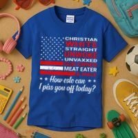 Christian White Straight Unwoke Unvaxxed Gun Owner Kids T-Shirt thumb 3