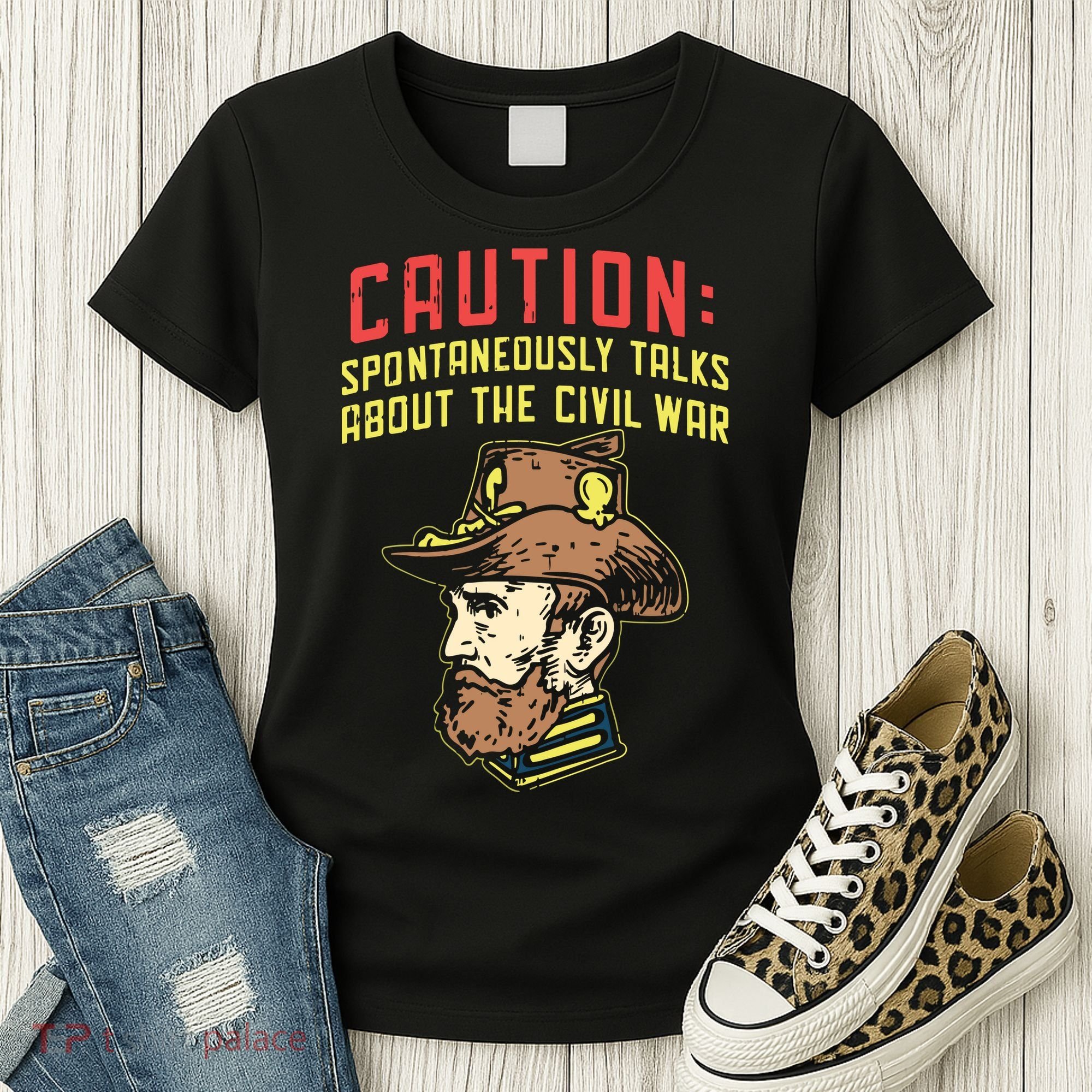 Caution Will Spontaneously Talk About The Civil War Women's T-Shirt