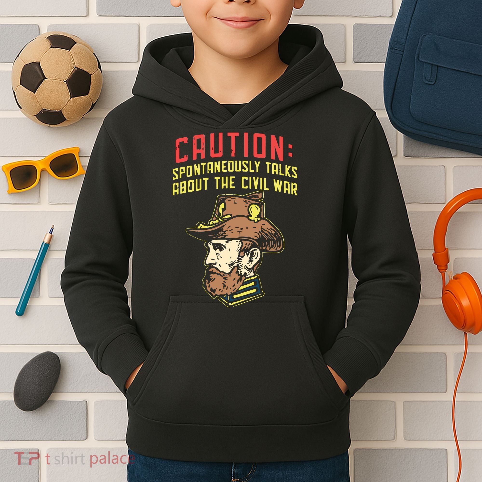 Caution Will Spontaneously Talk About The Civil War Kids Hoodie