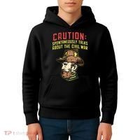 Caution Will Spontaneously Talk About The Civil War Kids Hoodie thumb 4