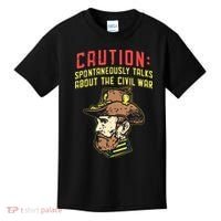 Caution Will Spontaneously Talk About The Civil War Kids T-Shirt thumb 0