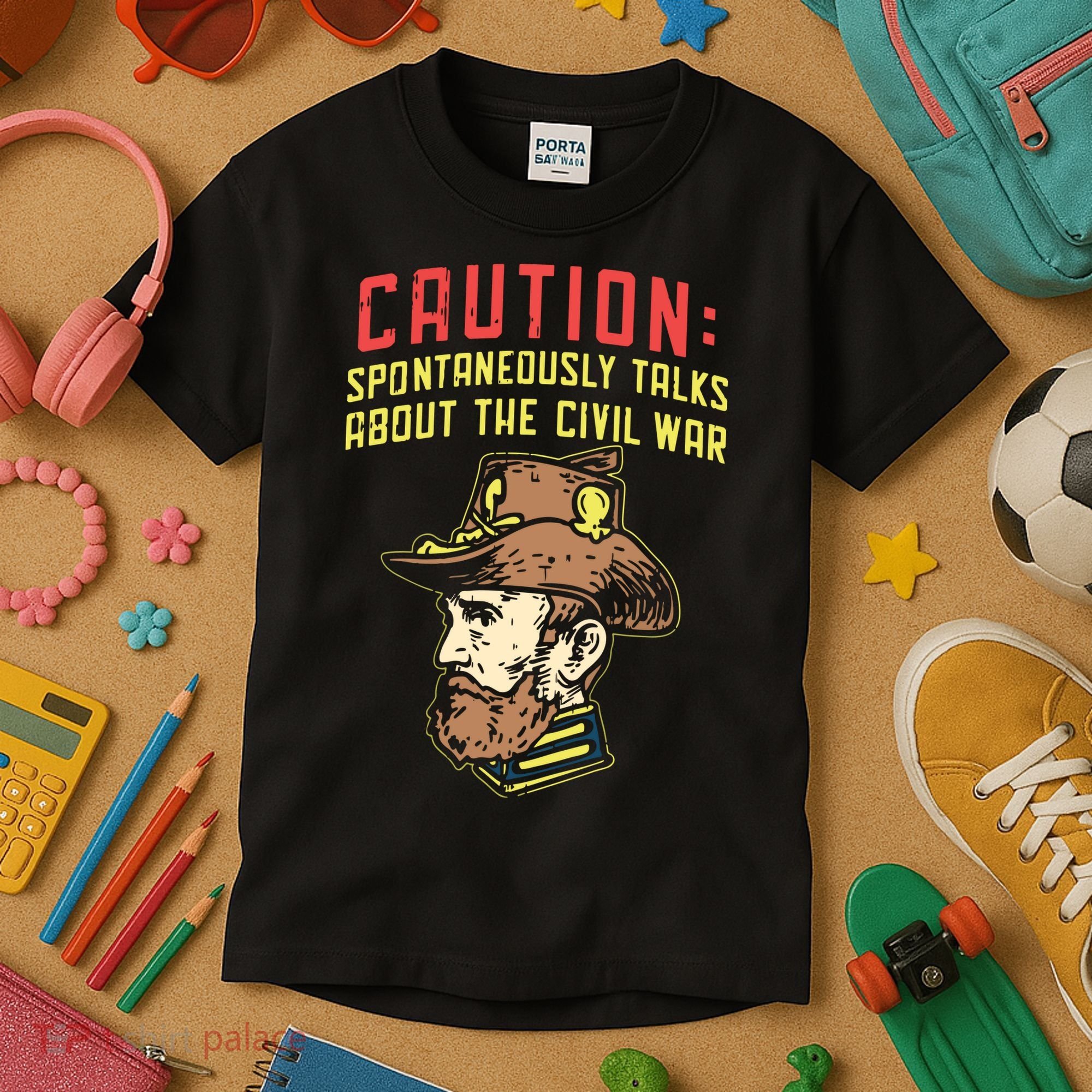Caution Will Spontaneously Talk About The Civil War Kids T-Shirt