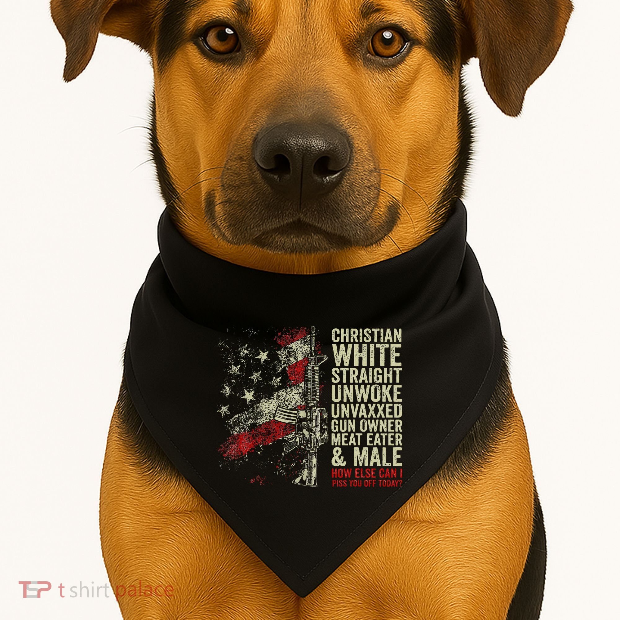 Christian White Straight Unwoke Unvaxxed Gun Owner USA-Made Doggie Bandana