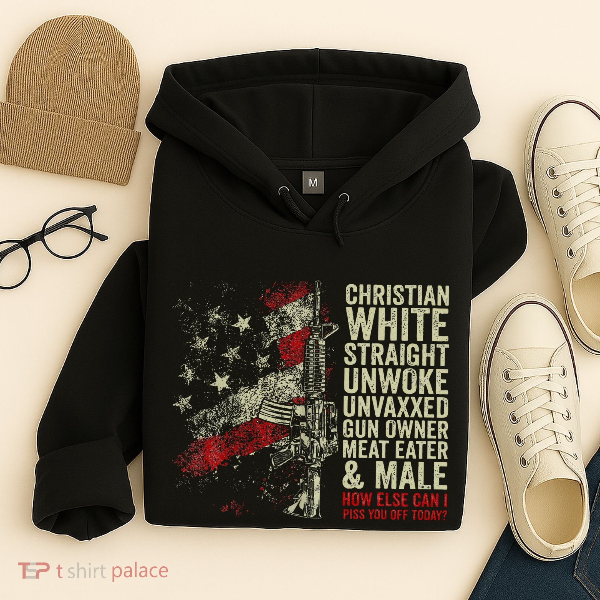 Christian White Straight Unwoke Unvaxxed Gun Owner Hoodie