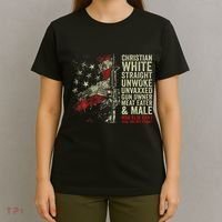 Christian White Straight Unwoke Unvaxxed Gun Owner T-Shirt thumb 4