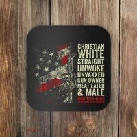 Christian White Straight Unwoke Unvaxxed Gun Owner Coaster thumb 0