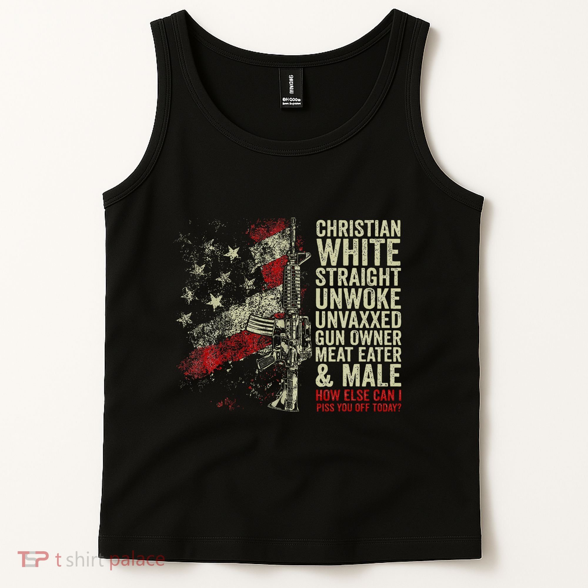 Christian White Straight Unwoke Unvaxxed Gun Owner Tank Top