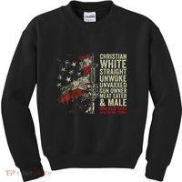 Christian White Straight Unwoke Unvaxxed Gun Owner Kids Sweatshirt thumb 0