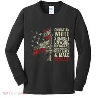 Christian White Straight Unwoke Unvaxxed Gun Owner Kids Long Sleeve Shirt thumb 0