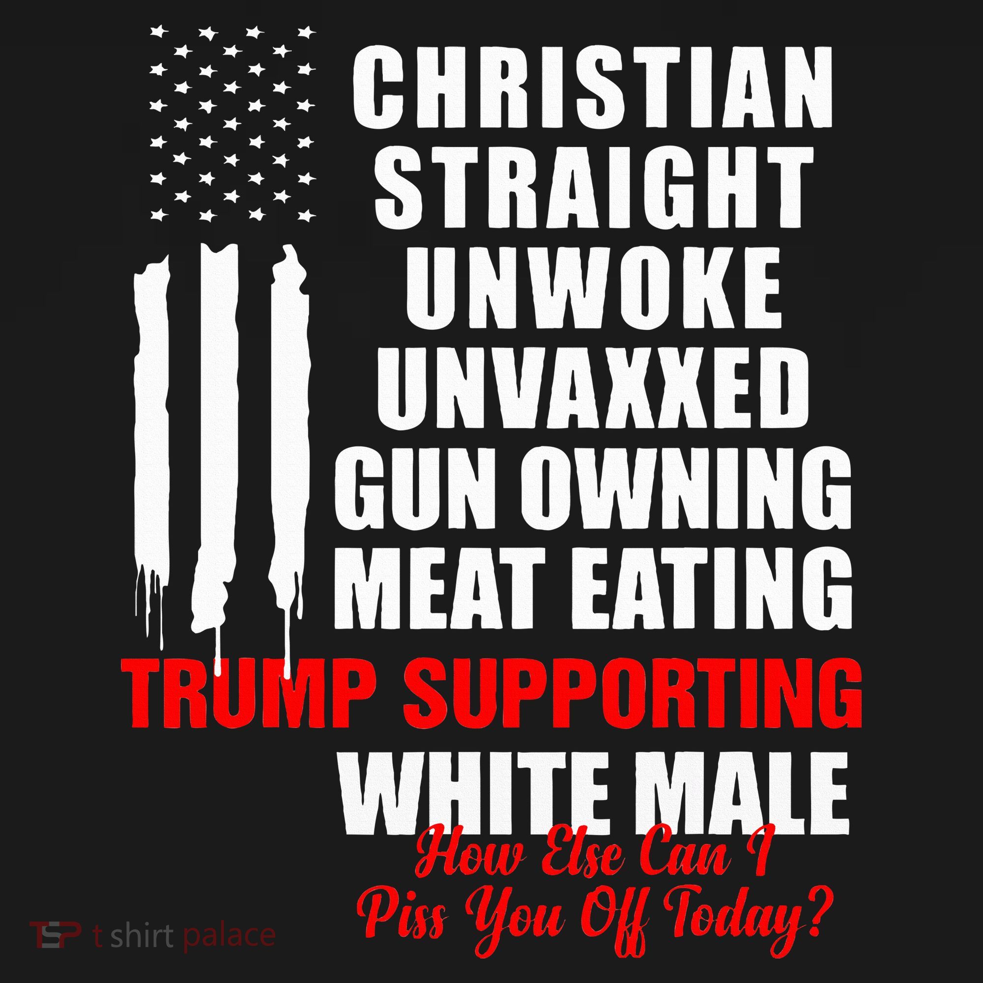 Christian White Straight Unwoke Vintage America Flag Graphic T-Shirt