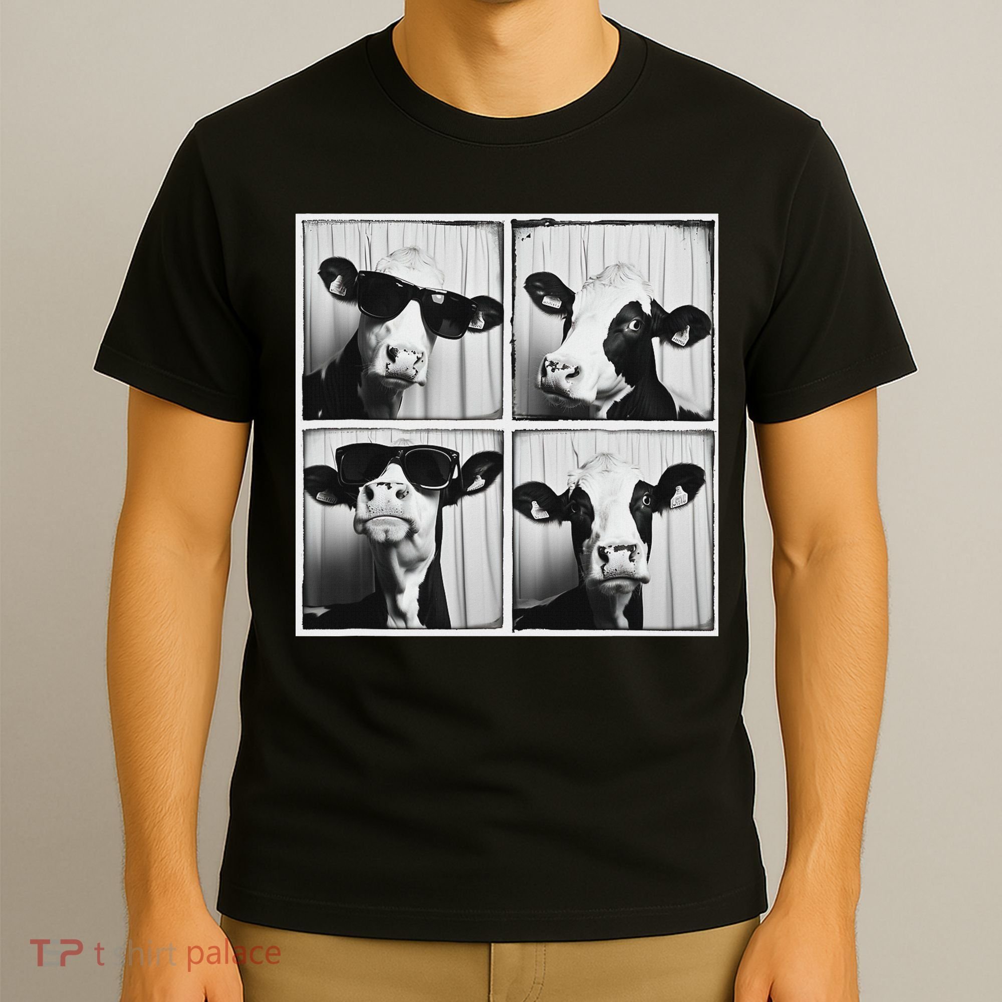 Cow Wearing Sunglasses Photo Farmyard Funny Farm Animal T-Shirt