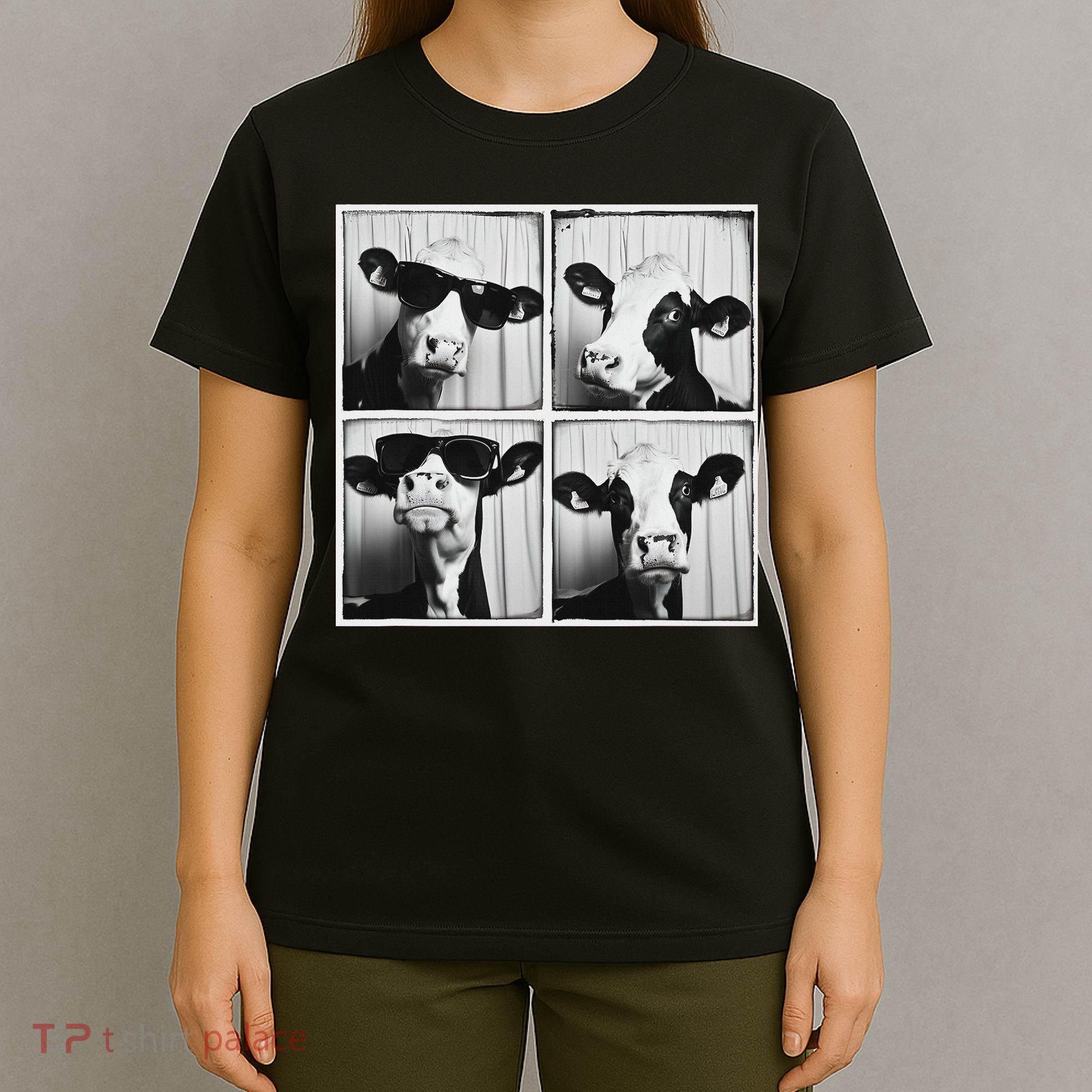 Cow Wearing Sunglasses Photo Farmyard Funny Farm Animal T-Shirt