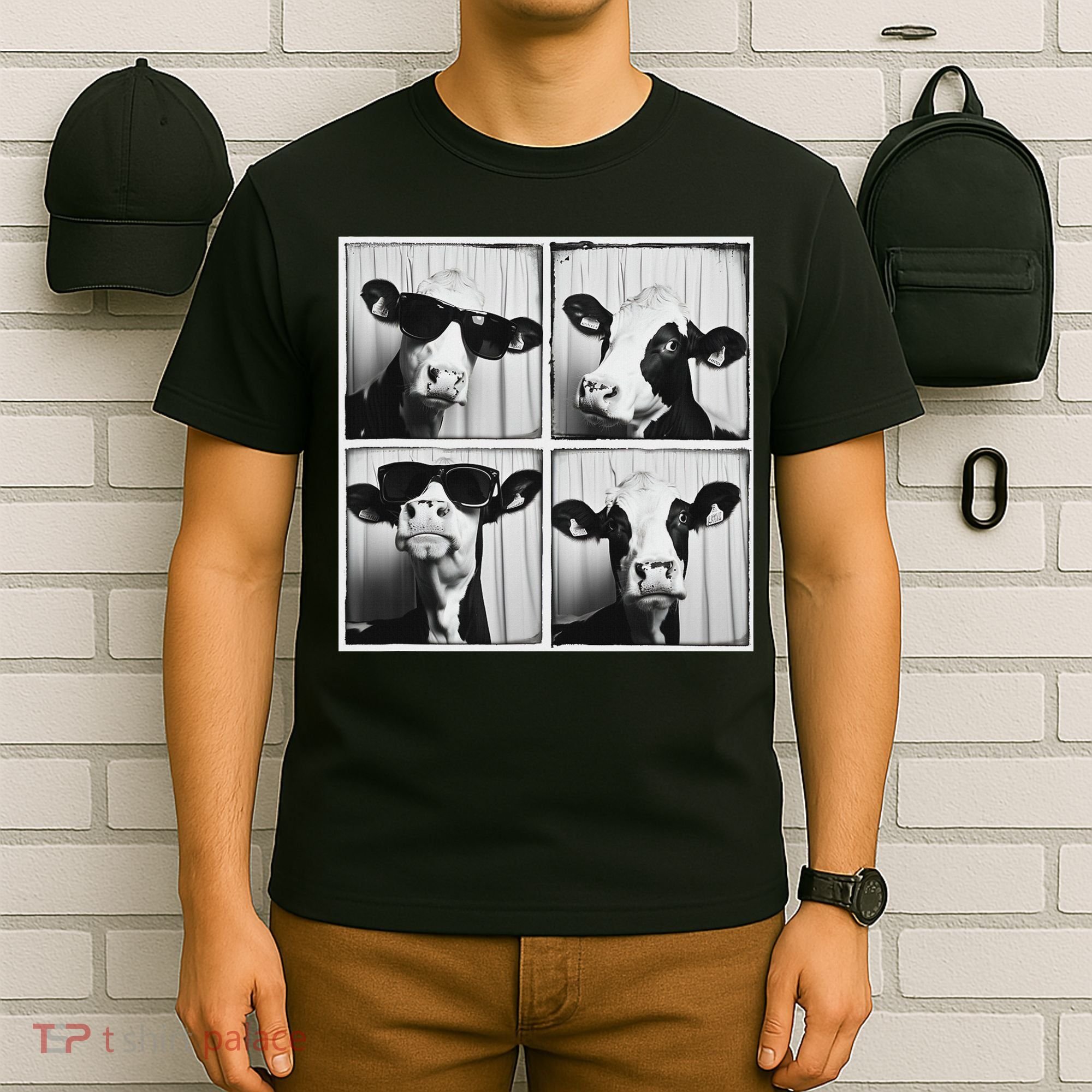 Cow Wearing Sunglasses Photo Farmyard Funny Farm Animal T-Shirt