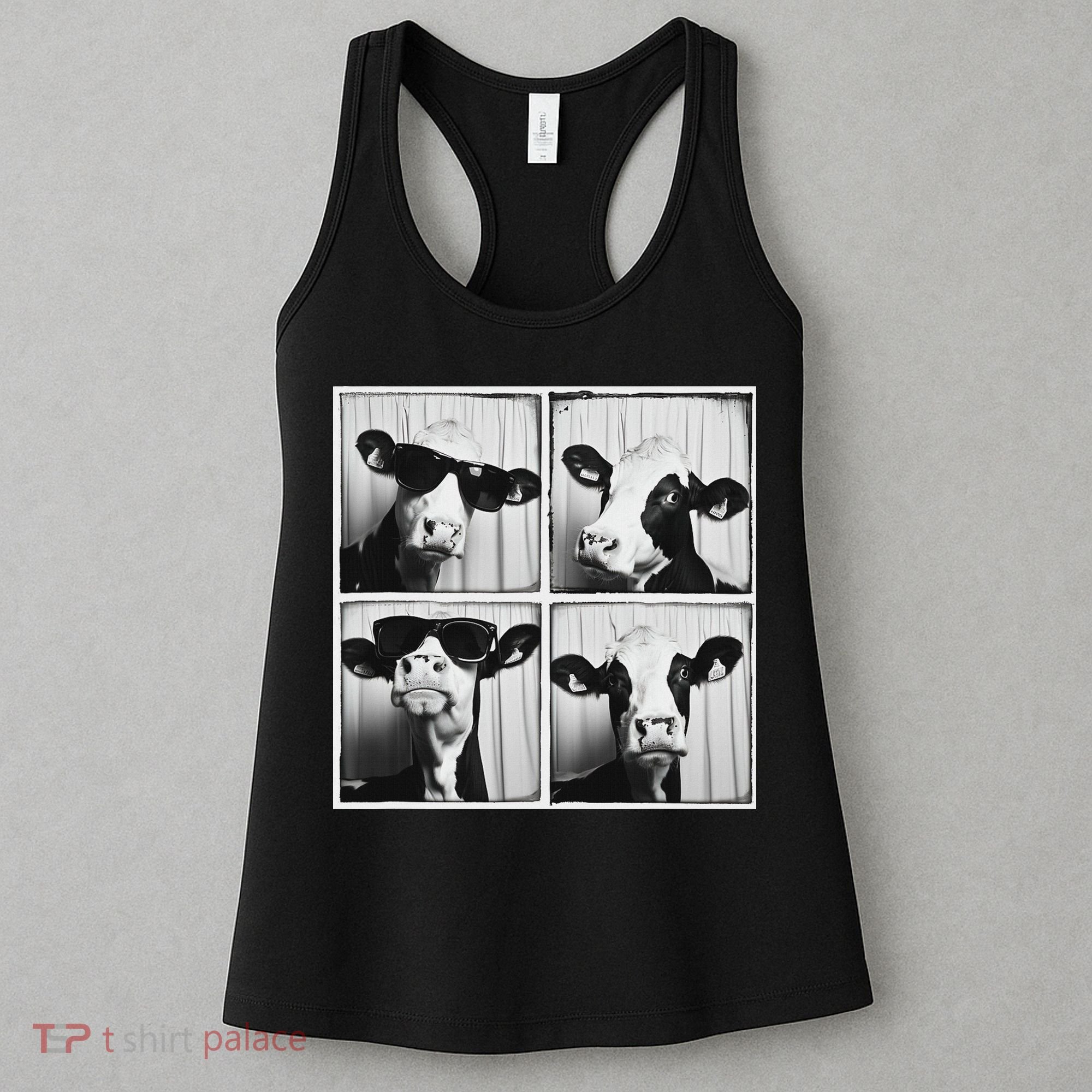 Cow Wearing Sunglasses Photo Farmyard Funny Farm Animal Women's Tank Top