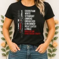 Christian White Straight Unwoke Unvaxxed Gun Owner Women's T-Shirt thumb 2