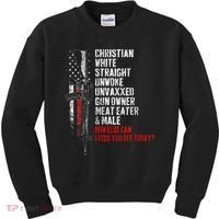 Christian White Straight Unwoke Unvaxxed Gun Owner Kids Sweatshirt thumb 0