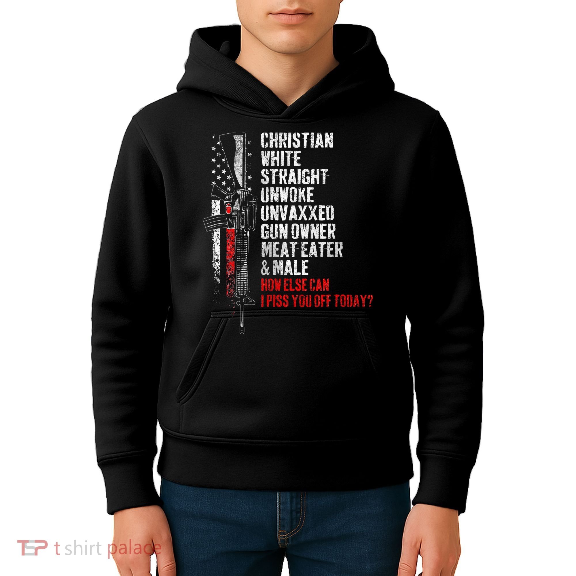Christian White Straight Unwoke Unvaxxed Gun Owner Kids Hoodie