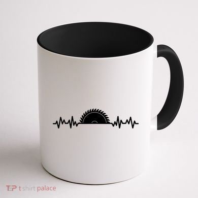 Carpenter Woodworking Saw Heartbeat Coffee Mug back
