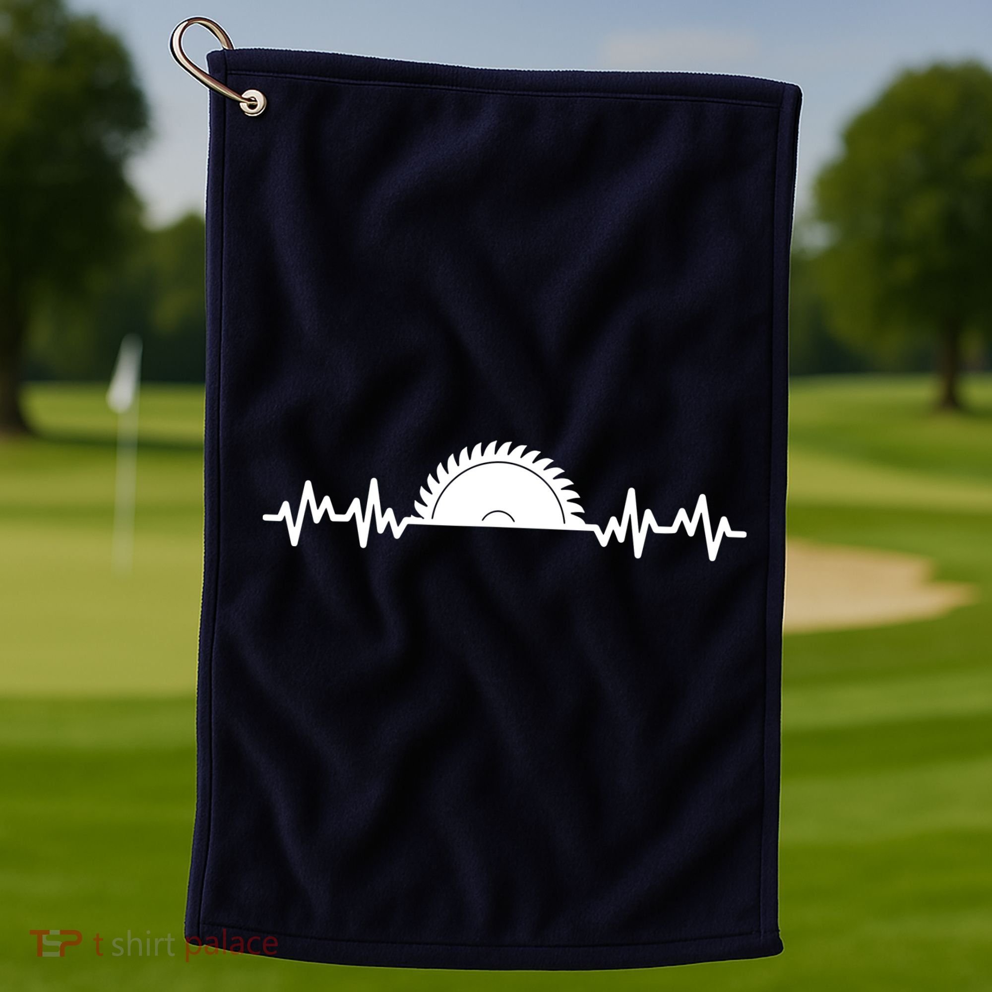 Carpenter Woodworking Saw Heartbeat Golf Towel