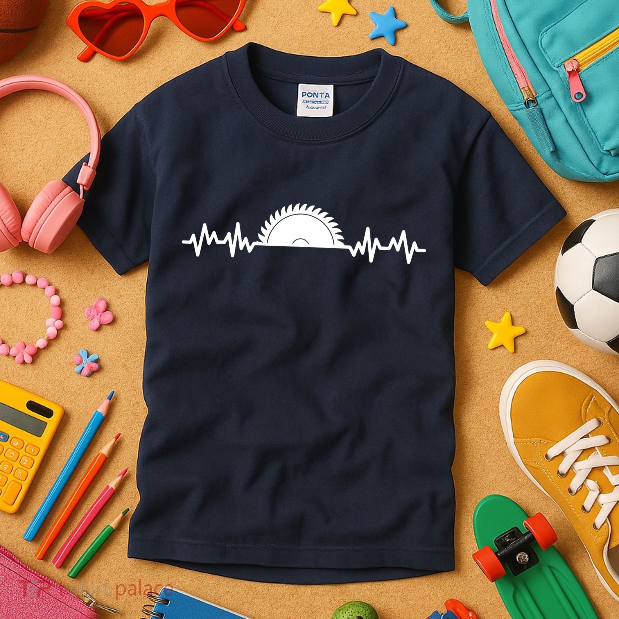 Carpenter Woodworking Saw Heartbeat Kids T-Shirt