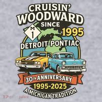 Cruisin' Woodward Since 1995 Detroit To Pontiac 30th Anniversary Michigan M1 Women's Racerback Cropped Tank thumb 2
