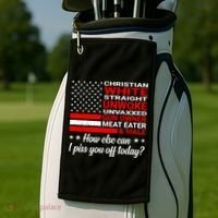 Christian White Straight Unwoke Unvaxxed Gun Owner Golf Towel thumb 2