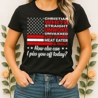 Christian White Straight Unwoke Unvaxxed Gun Owner Women's T-Shirt thumb 2