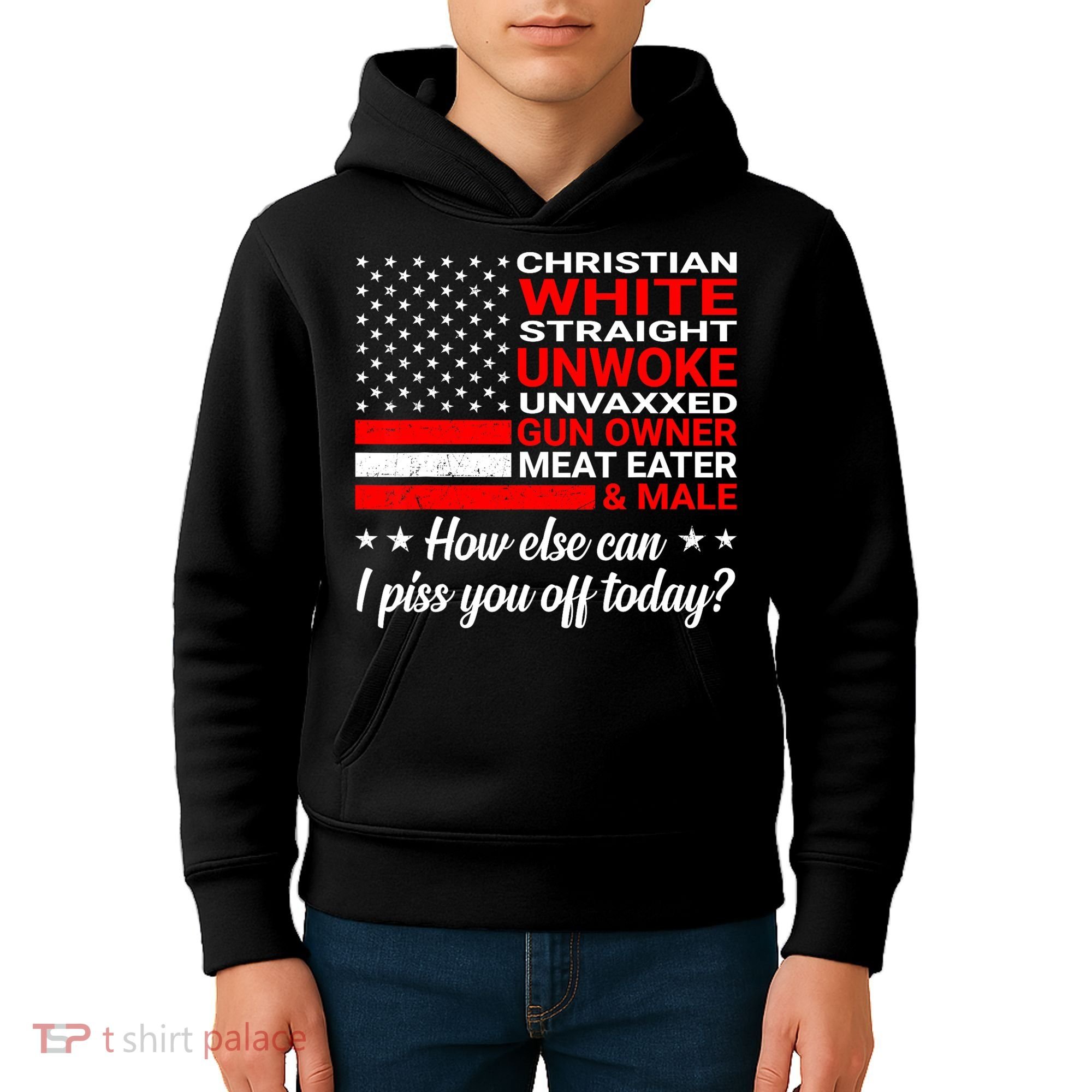 Christian White Straight Unwoke Unvaxxed Gun Owner Kids Hoodie